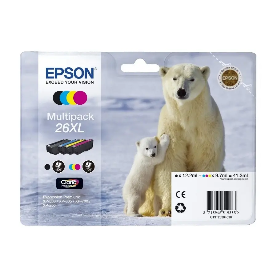 Epson 26XL (sort/cyan/magenta/gul)