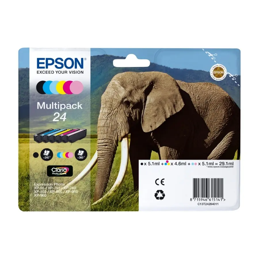 Epson Elephant multipack 6-Colours 24 Claria Photo HD ink