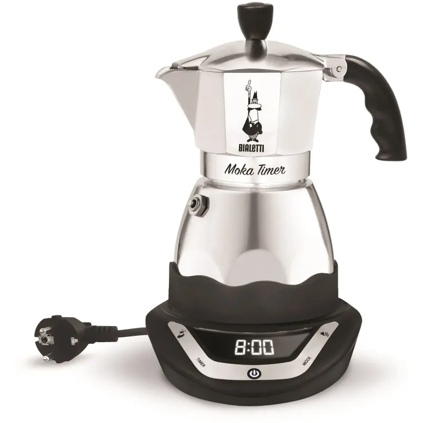 Moka Timer Kaffetrakter 3 Kopper, Sølv