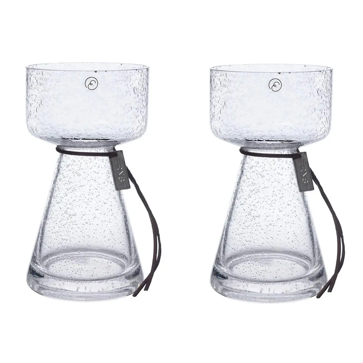 Løkvase Med Boblet Glass
