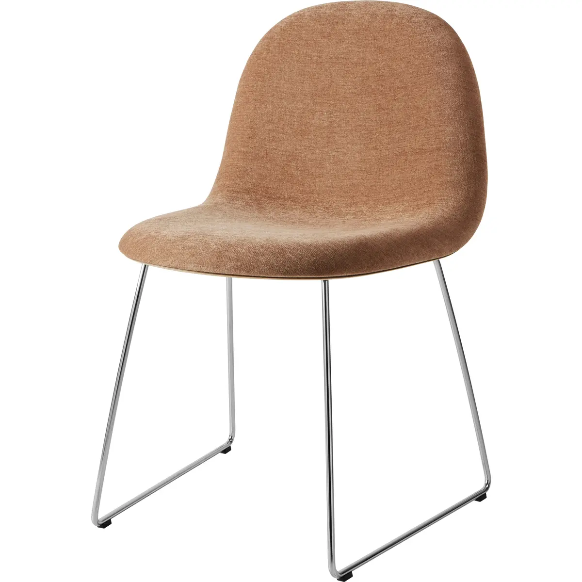 GUBI 3D Spisestol, Rustfritt Stål / American Walnut / Belsuede Special Dedar 132