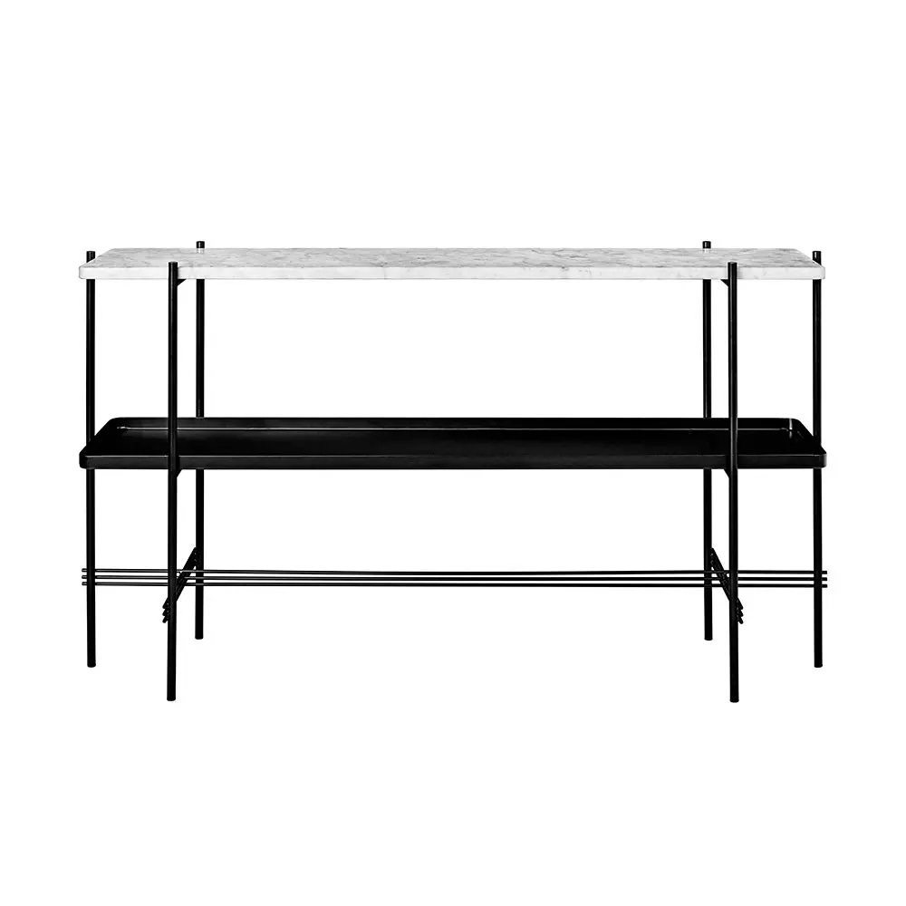 Ts Console 2 Hylle, Hvit Marmor/ Sort Metall
