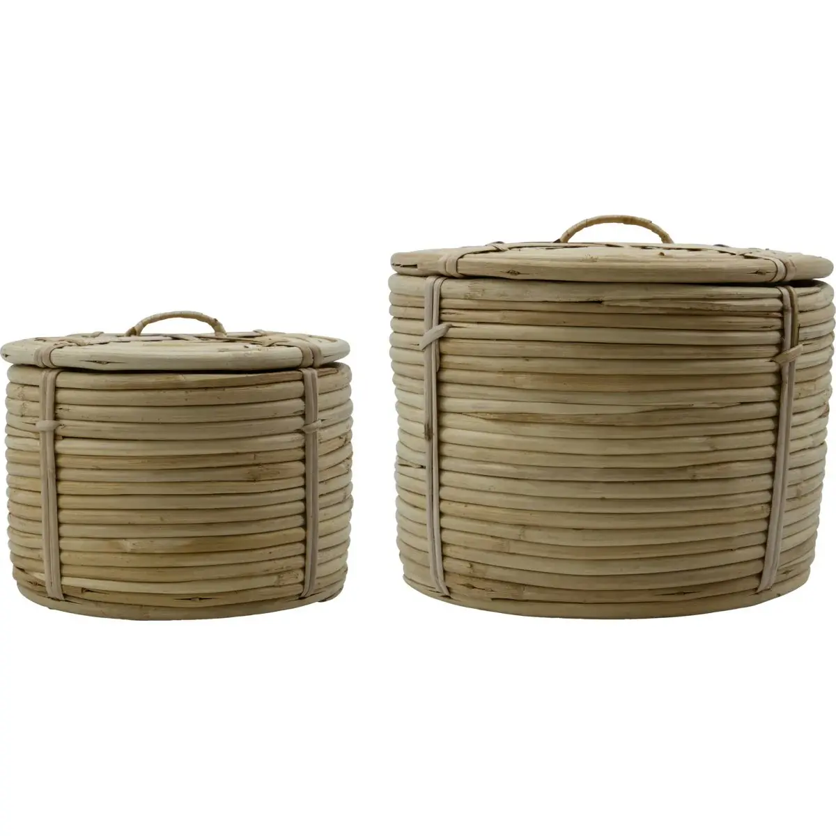 HDRound Kurv Med Lokk Naturlig, 2-pk