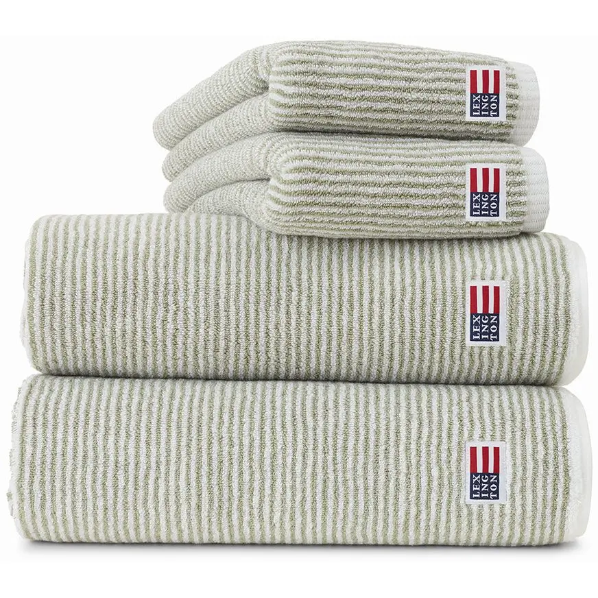 Original Striped Håndkle Hvit / Vintage Green
