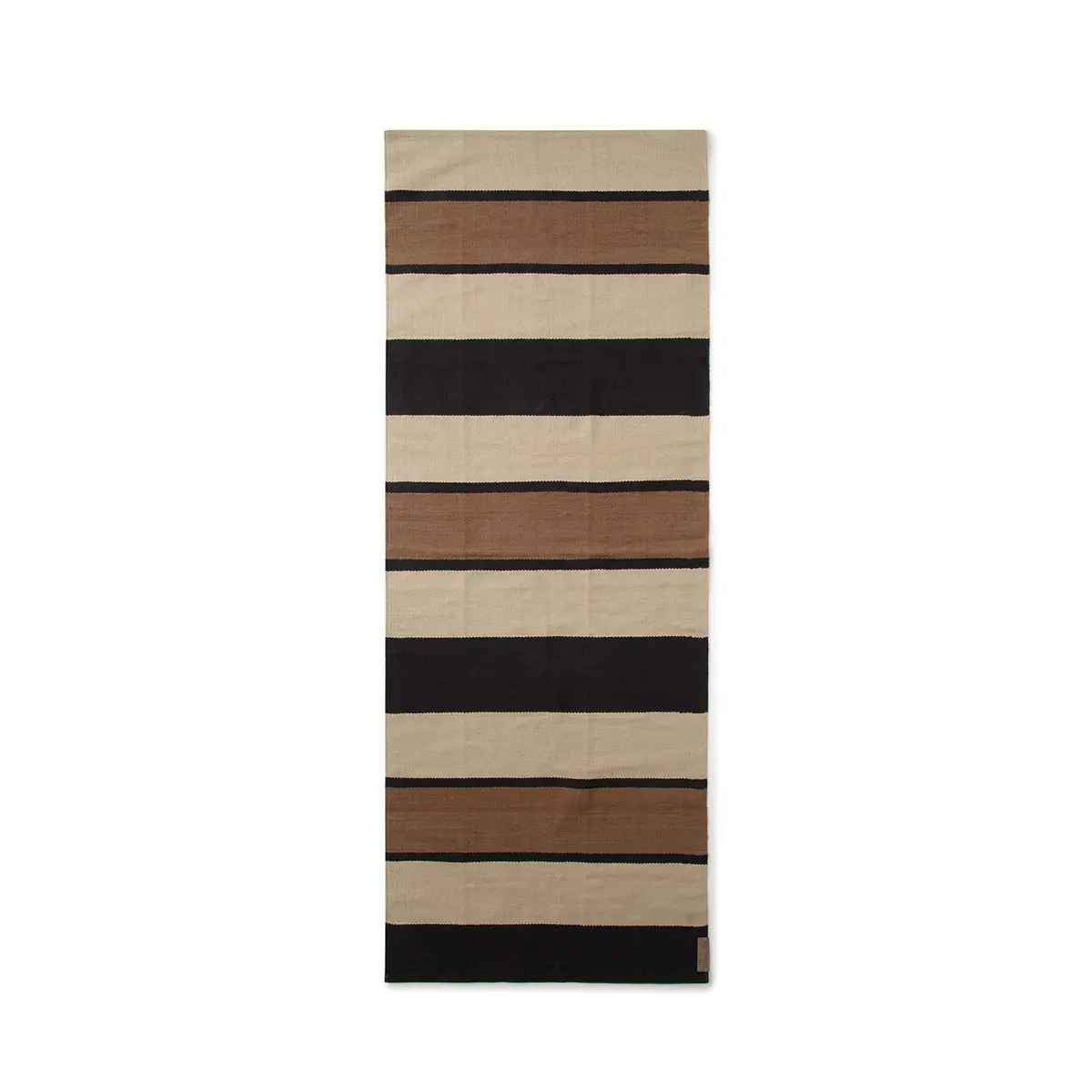 Striped Organic Cotton Teppe Beige/Mørkegrå