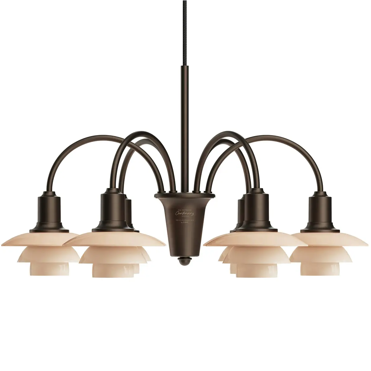 PH 1/1 Lysekrone Med 6 Armer, Centenary Edition, Aged Brass / Dusty Terracotta