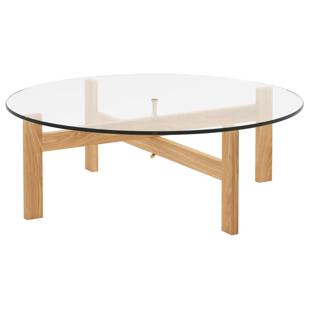 Round Salongbord Eik / Glass, Ø88 cm