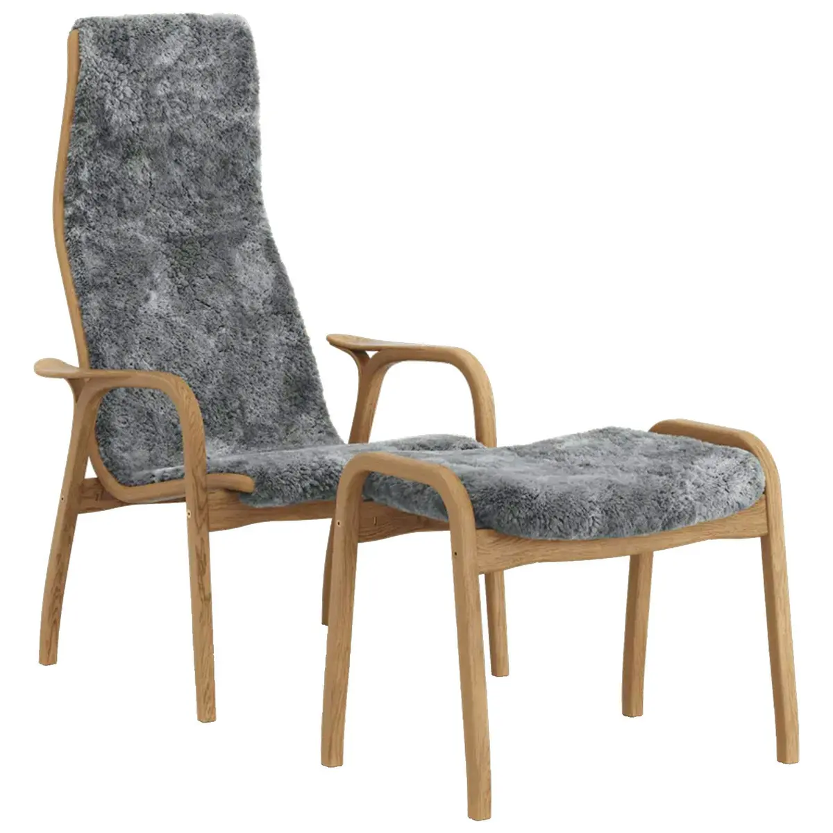 Lamino Lenestol Med Fotskammel, Oljet Eik / Saueskinn