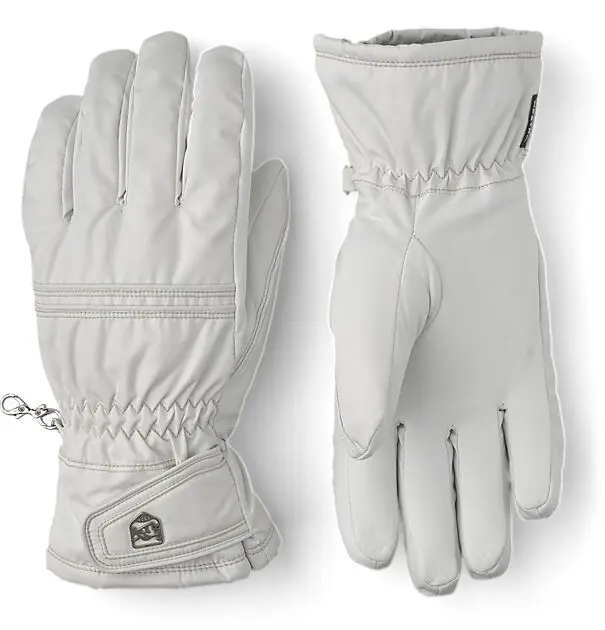HESTRA Primaloft Leather Female 5 Fingers alpinhanske dame Ivory/Offwhite Dame
