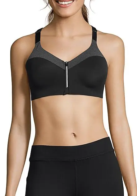 CASALL Front Zip Sports Bra Dk grey melange Dame