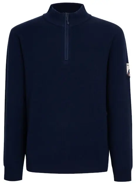 WOOLLAND Tydal knitted sweater 1/2 zip Man Dark Blue Herre