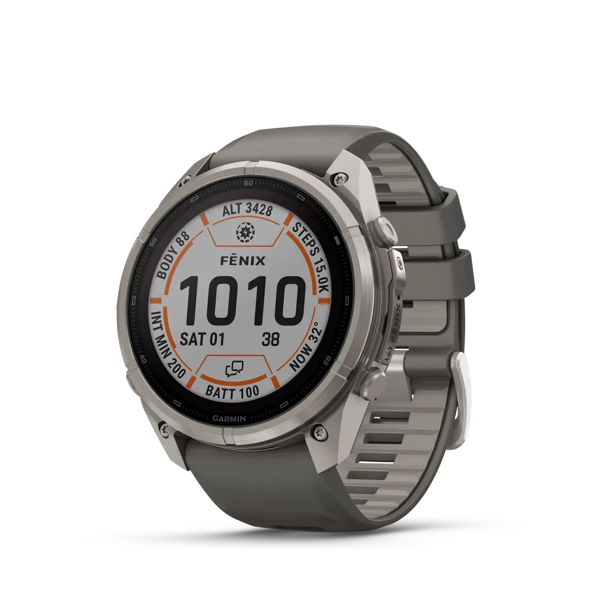 Fenix 9 Pro inReach, Solar, 51 mm, Titanium with pebble gray/silver gray silicone band