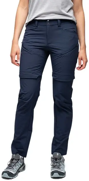 BERGANS OF NORWAY Convertible Zip-Off Softshell Pants Women Navy Blue Dame
