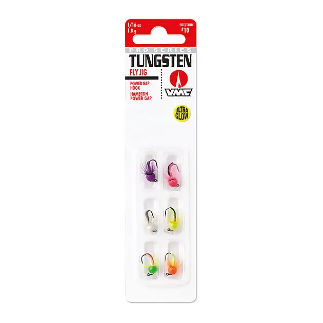 VMC Tungsten Fly Jig Kit #10 1,7g Glow 6pk Alle