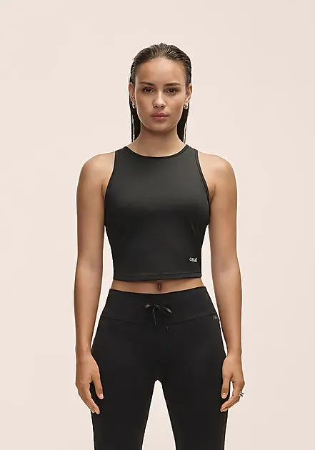 CASALL Laser Mesh Crop Top Black Dame