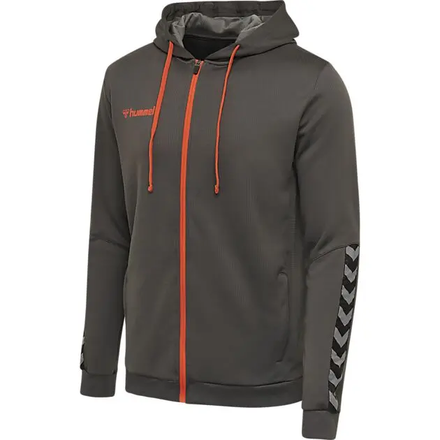 HUMMEL hmlAUTHENTIC POLY ZIP HOODIE ASPHALT Herre