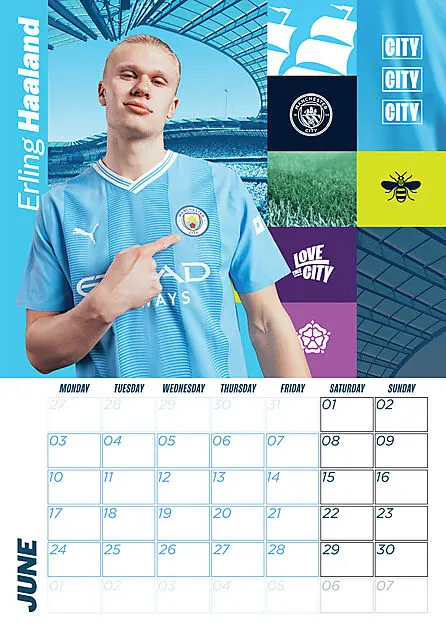 MANCHESTER CITY FC MANCHESTER CITY FC 2024 A3 KALENDER Blå Alle | Sport1.no