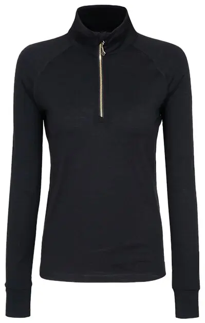 WOOLLAND Rena baselayer half zip top Woman Black Dame