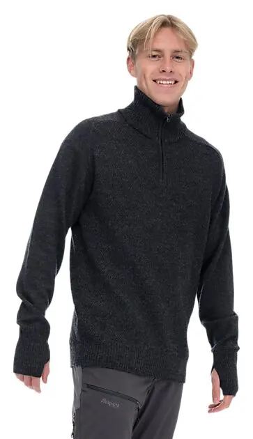 BERGANS OF NORWAY Ulriken Light Merino Jumper Men Dark Shadow Grey Herre