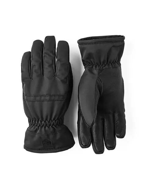 HESTRA Women's Primaloft Leather - 5 finger Black Dame