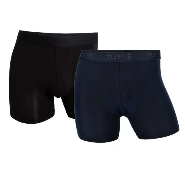 TUFTE WEAR M SoftBoost Boxer Briefs 2-pk Giftbox Black Beauty + Navy Blazer Herre | Sport1.no