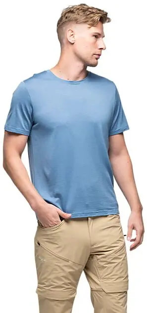 BERGANS OF NORWAY Whenever Merino Tee Men Blue Moon Herre