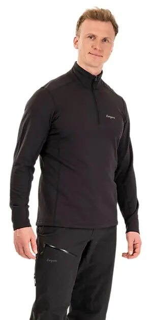 BERGANS OF NORWAY Midtli Midlayer Half Zip Men Black Herre