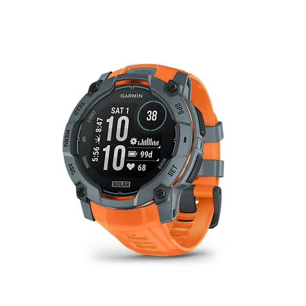 GARMIN Instinct 3 - 50mm, Solar, Twilight Bezel with Solstice Band Spark Orange Bzl w/Spark Orange Band Unisex