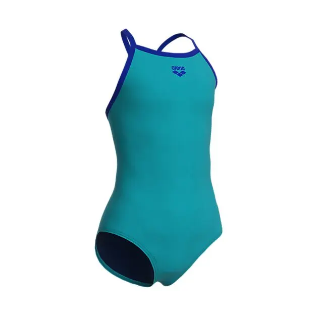 ARENA GIRL'S ARENA SWIMSUItalyLIGHT DROP SOLID WATER-NEON BLUE Junior
