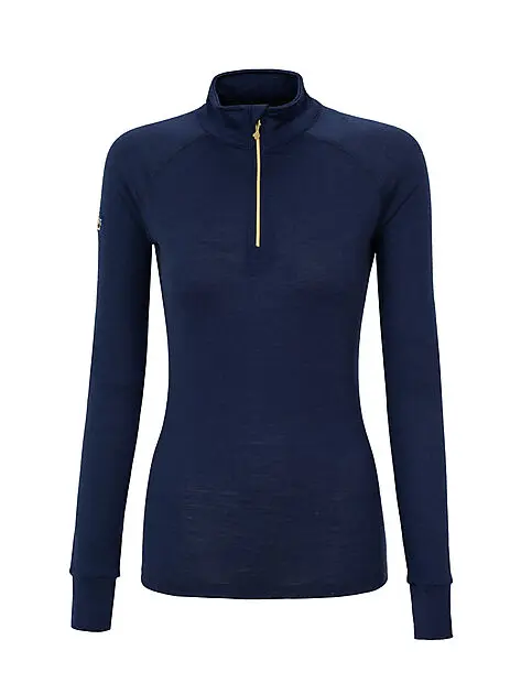 WOOLLAND Rena baselayer half zip top Woman Blue Ink Dame