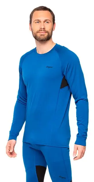BERGANS OF NORWAY Inner:Pure Merino Long Sleeve Men Dusty Space Blue/Black Herre