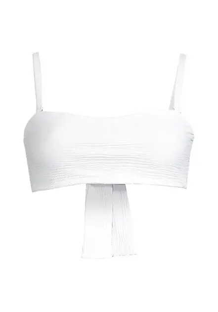 CASALL Waffle Bandeau Tie Back Bikini Top White Dame