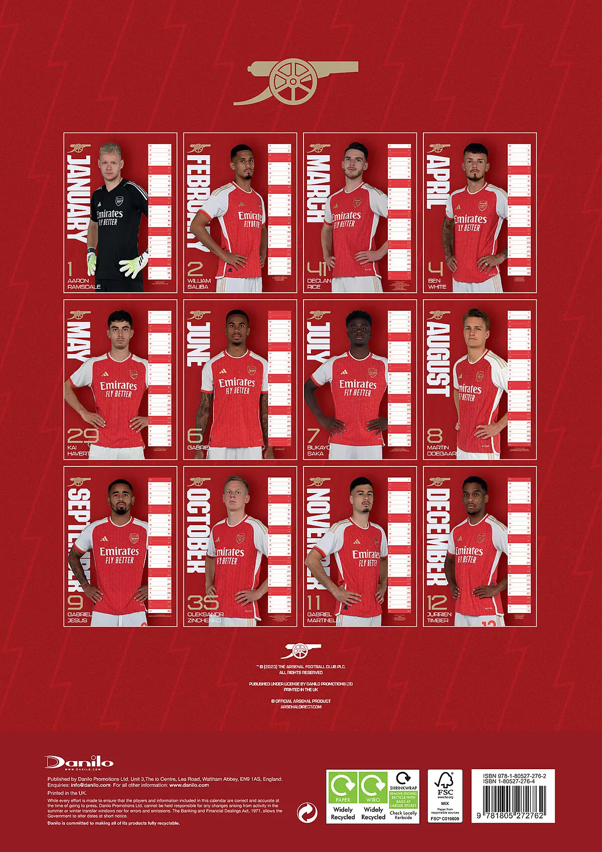 ARSENAL FC ARSENAL FC 2024 A3 KALENDER Rød Alle | Sport1.no