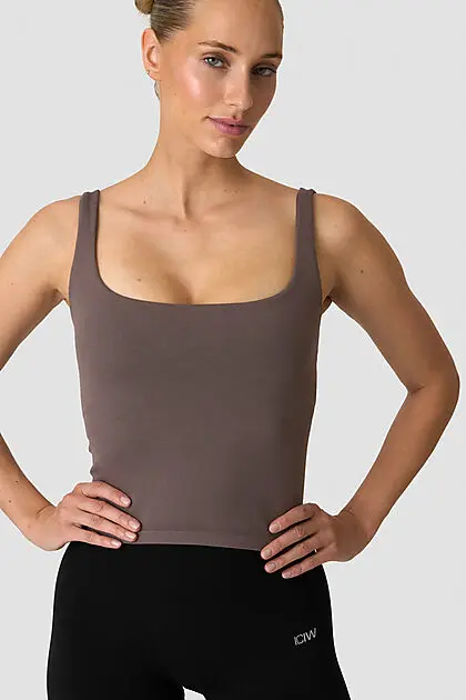 ICANIWILL Smooth Seamless 2-in-1 Tank Dusty Brown Dame | Sport1.no