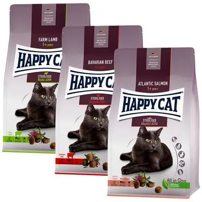 Mikspakke Happy Cat Sterilised Adult 3 x 10 kg