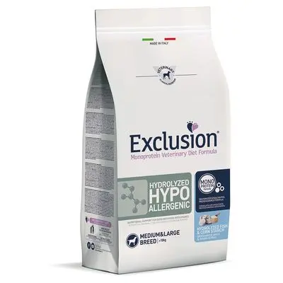 Exclusion Diet Hydrolyzed Hypoallergenic Medium/Large Fisk & Maisstivelse