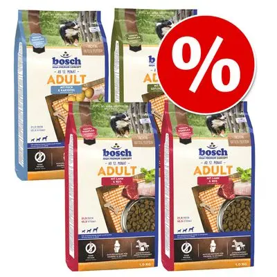 4 x 1 kg bosch Adult i blandet prøvepakke til spesialpris!