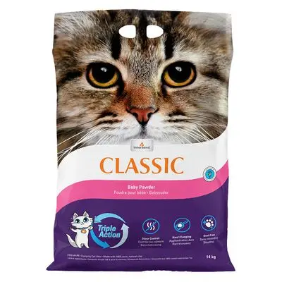 Intersand Classic kattesand med babypudderduft