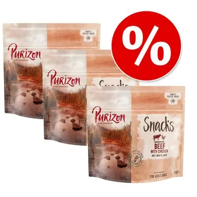 3 x 100 g Purizon Snack økonomipakke - kornfritt