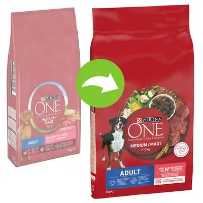 Purina One Medium/Maxi Adult Okse & ris