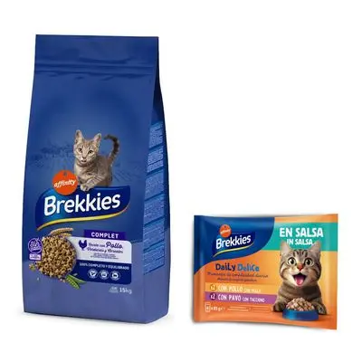 15 kg Brekkies + 8 x 85 g Daily Delice på kjøpet!