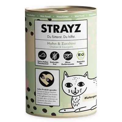 STRAYZ økologisk katt 6 x 400 g
