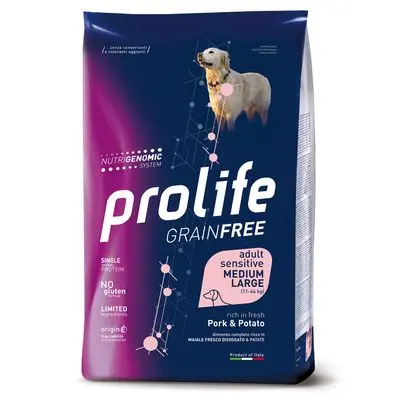 Prolife Grain Free Adult Sensitive Medium/Large Svinekjøtt og poteter