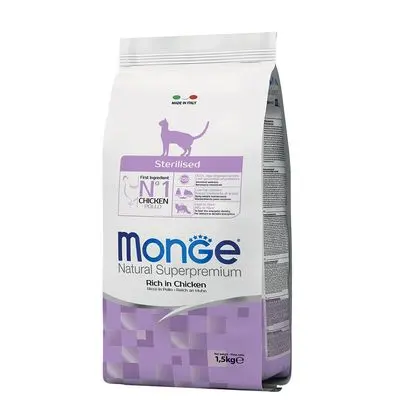 Monge Natural Superpremium Sterilised Rich Chicken, naturlig og sterilisert