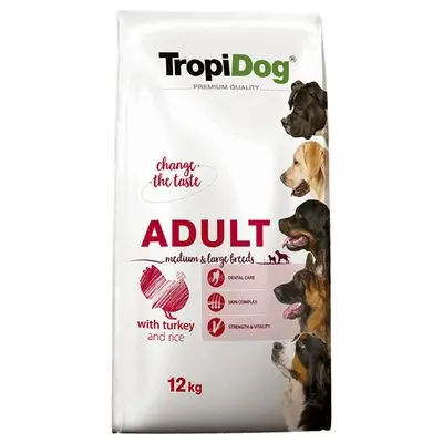 Tropidog Premium Adult Medium/Large, kalkun og ris, medium/stor