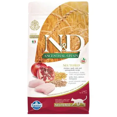 N&D Cat Ancestral Grain Neutered med kylling og granateple