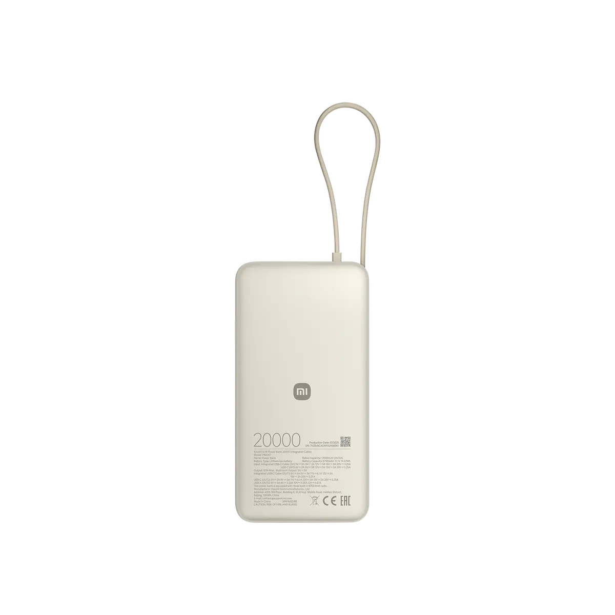 Xiaomi 67W Power Bank 10000 (Integrated Cable) Tan - 10000 mAh