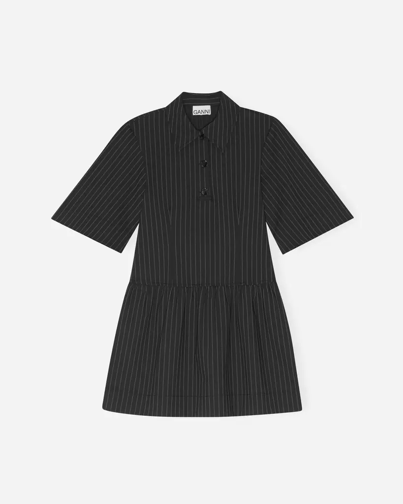 Stretch Stripe Mini Dress - Black