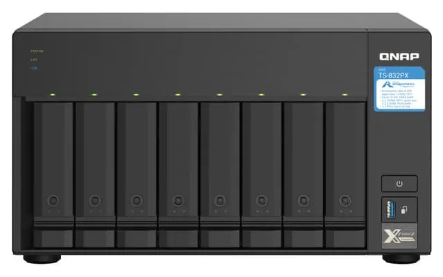 QNAP TS-832PX NAS Tower Ethernet/bredbåndsforbindelse Aluminium, Sort AL324