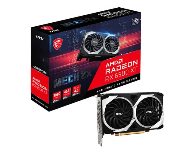 MSI RADEON RX 6500 XT MECH 2X 4G OC grafikkort AMD 4 GB GDDR6
